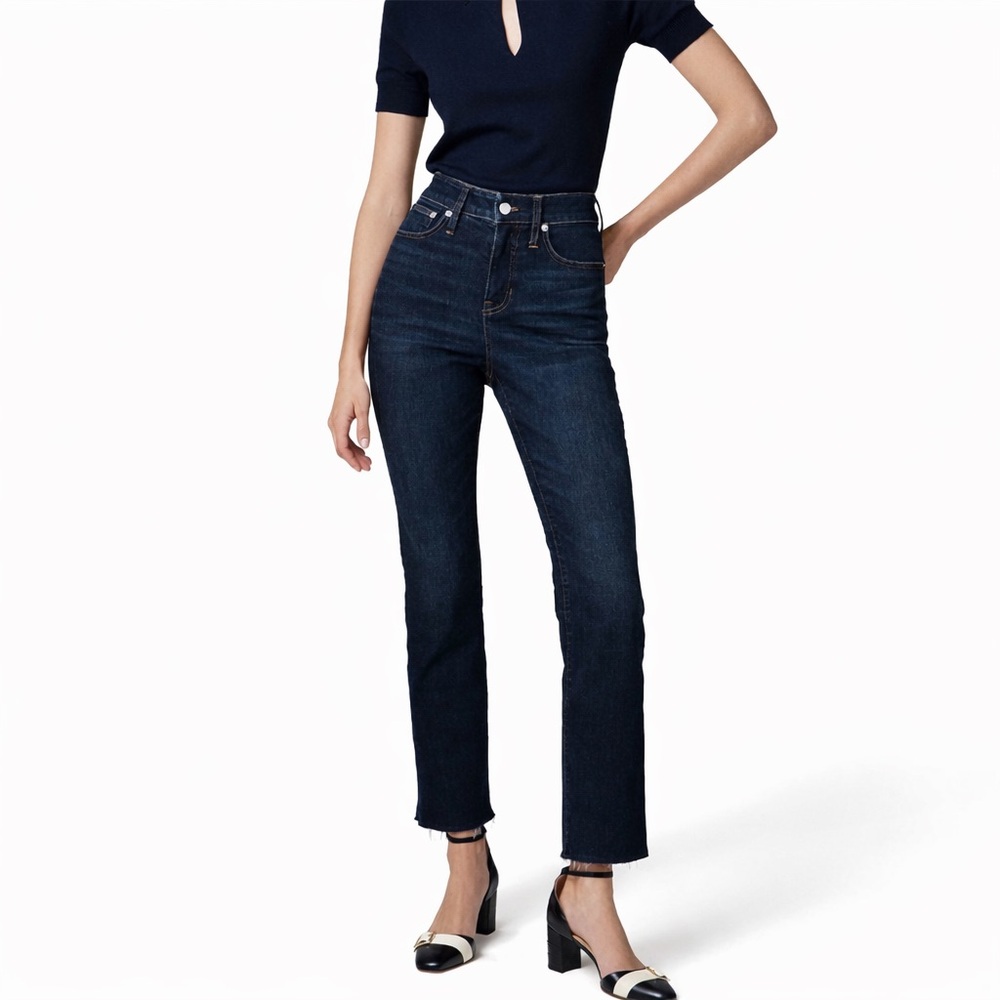 J. Crew 20 Curvy High Rise Kick Out 0426 Jeans Dark Wash Raw Hems plus size